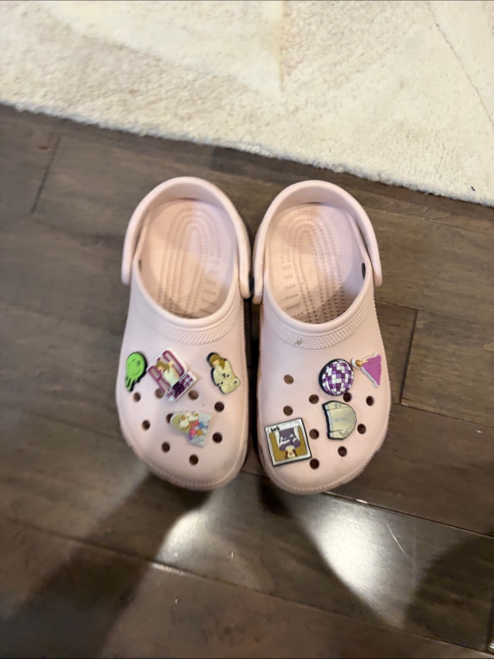 CROCS Kids Light Pink Clog Sandals with Decorative Charms